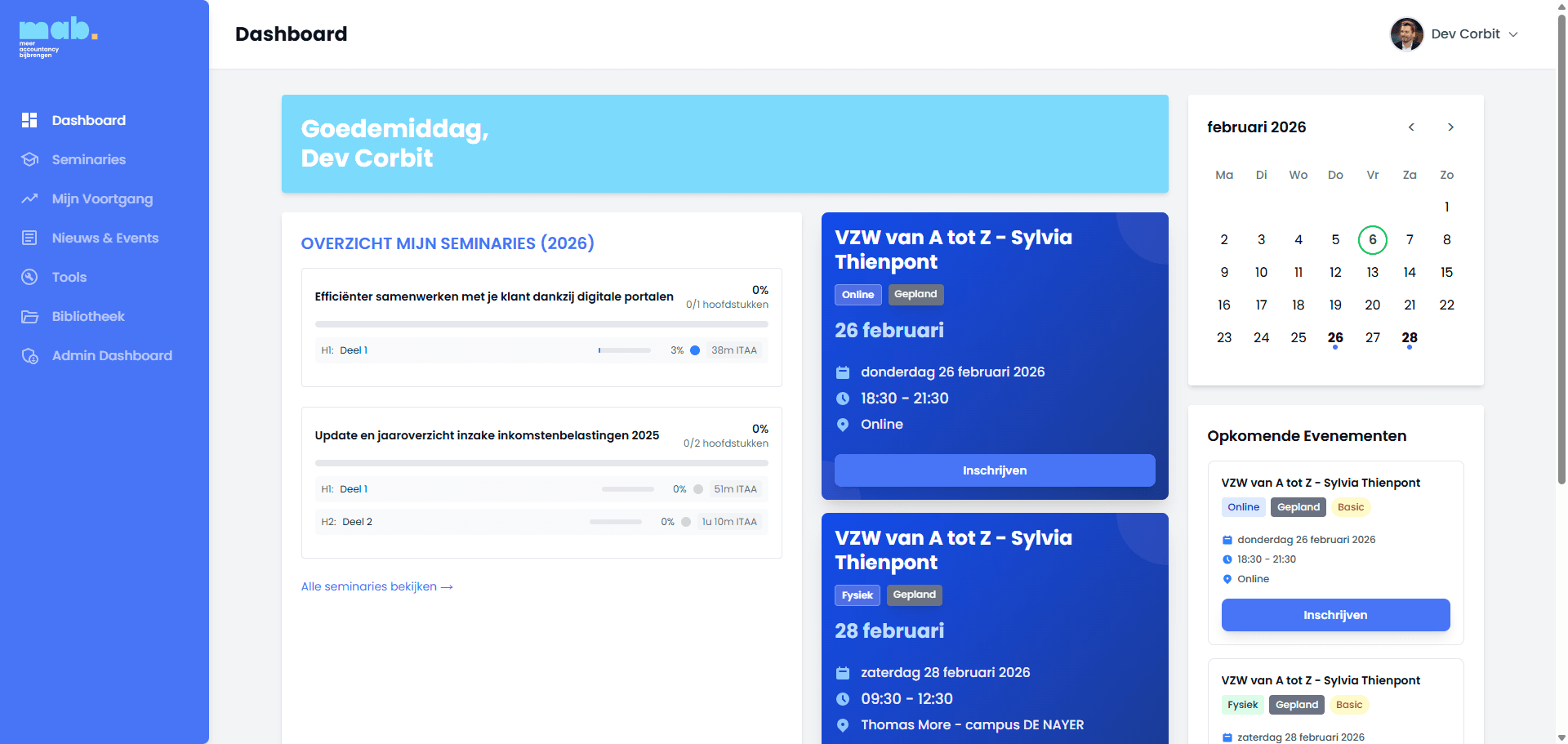 MAB Platform - Dashboard
