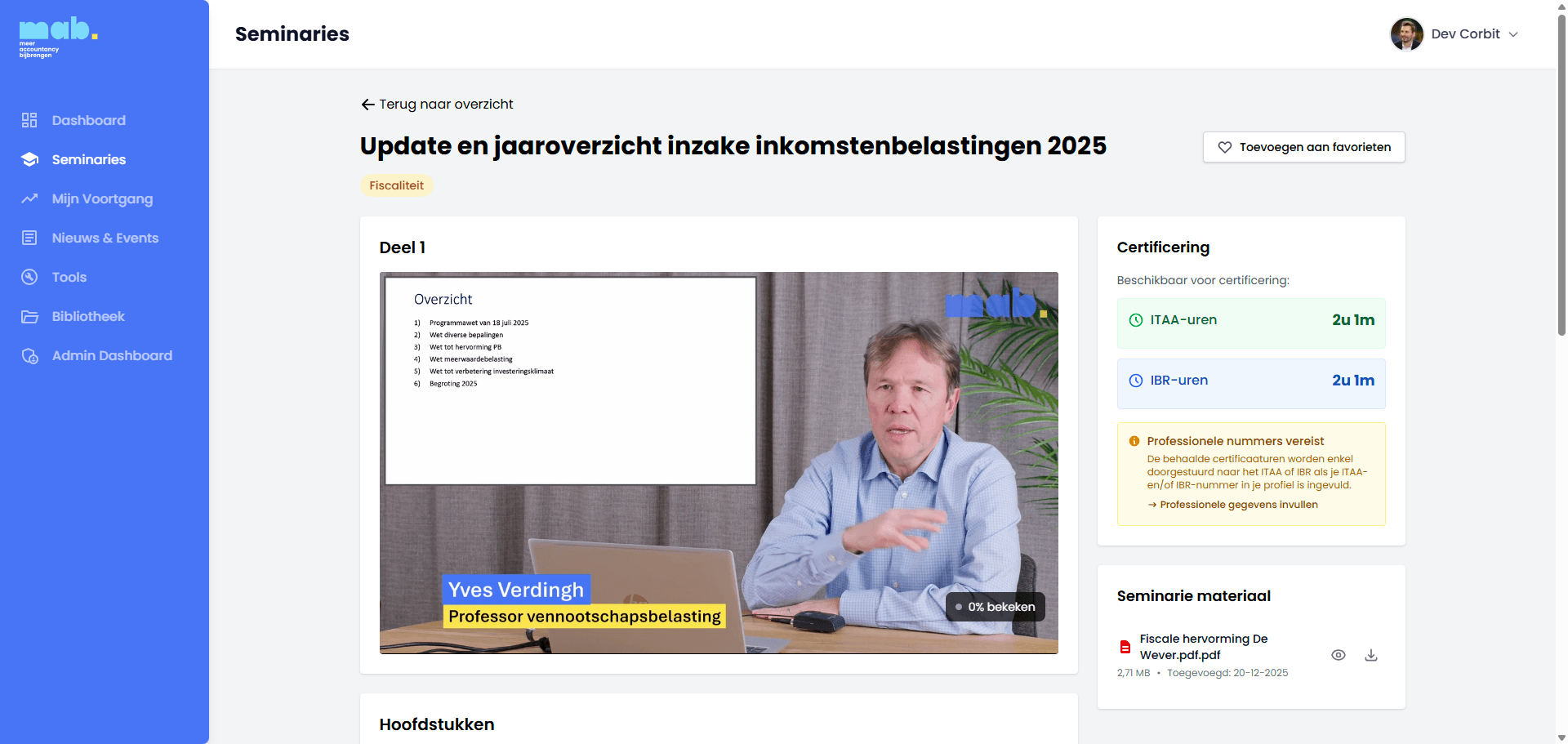 MAB Platform - Seminarie detail